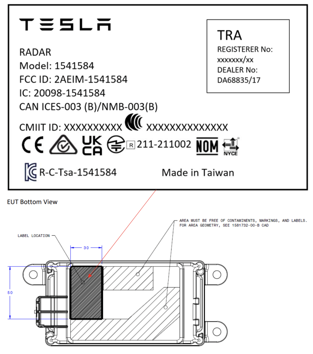 ▲Figure 2. Tesla-certified millimeter-wave radar product